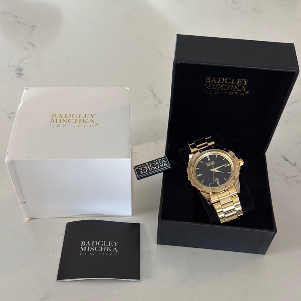 Brand new in box Badgley Mischka Men’s Gold watch